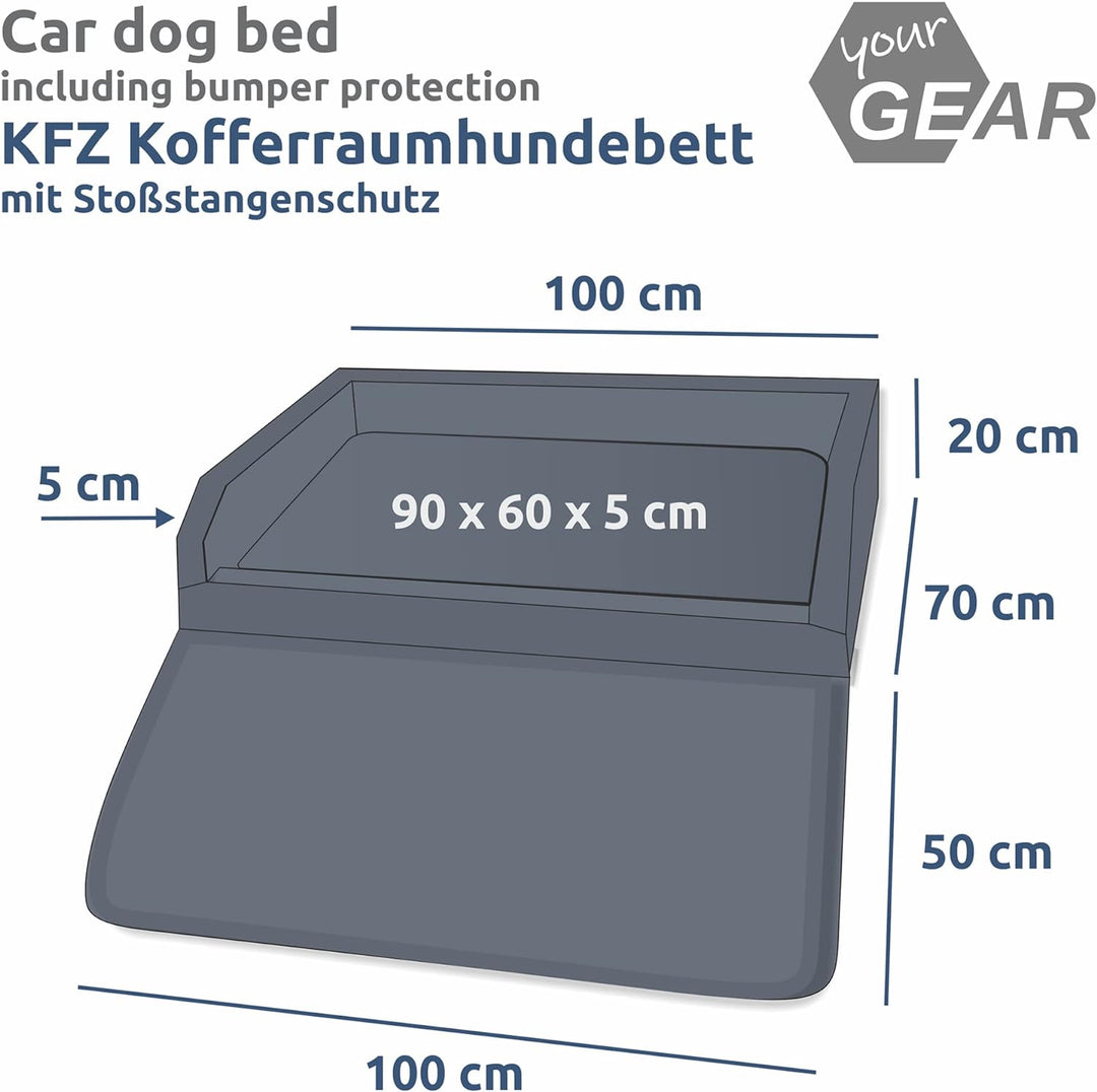 your GEAR Termoli 100 x 70 cm - Hundebett für Auto Kofferraum mit Ladekantenschutz, Hundekorb, Hunde