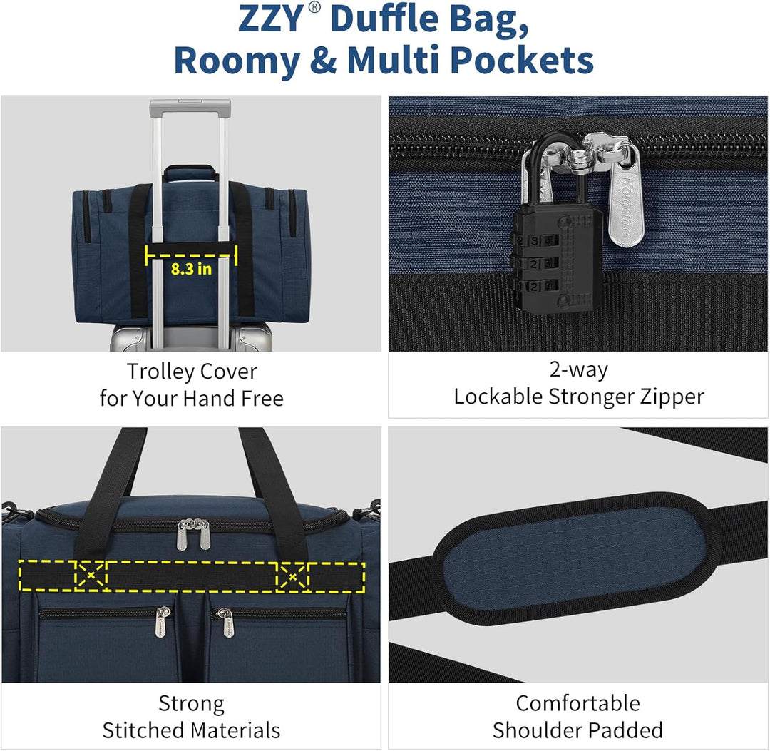 ZZY Sporttasche 40L für Herren mit 2 Seitentaschen & Wasserabweisend - Leichte Reisetasche für Sport