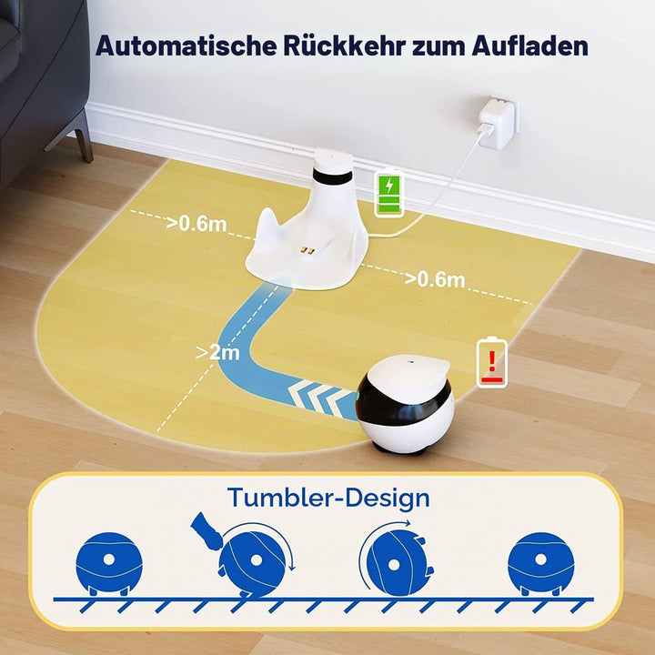 Enabot EBO SE Heimtierkameras mit EBO ROLA-PET App,1080P WLAN Mobiler Überwachungskamera Innen mit N