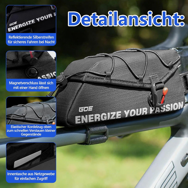 Caossioxin Fahrradtasche Rahmen [1,8 Liter] 100% Wasserdicht Rahmentasche Fahrrad, Oberrohrtasche Re