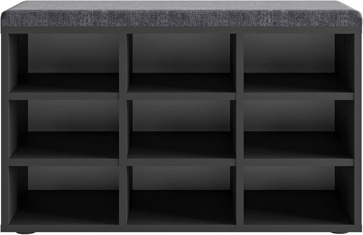 KOMTO Schuhbank mit Sitzfläche - Schuhregal Schwarz 80 x 50 x 30 cm Schuhschrank mit Sitzbank Flur B