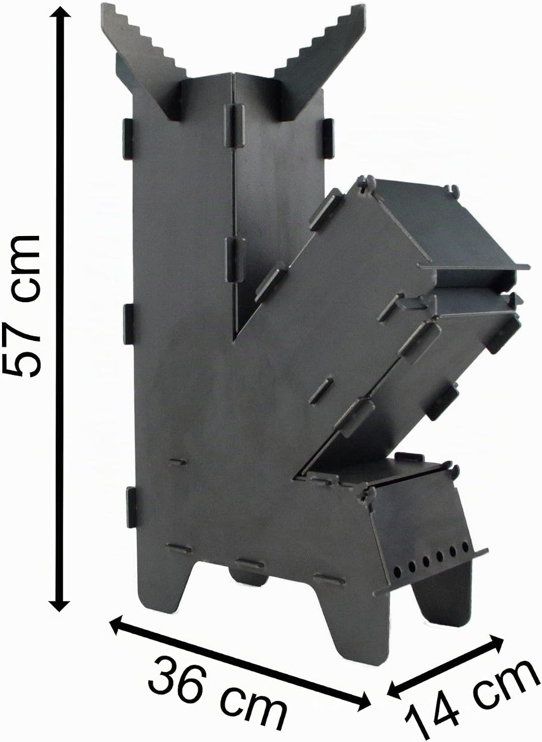 Fire World Raketenofen Rocket Gross Stove Stecksystem aus massivem 3 mm dickem Stahl, Gross