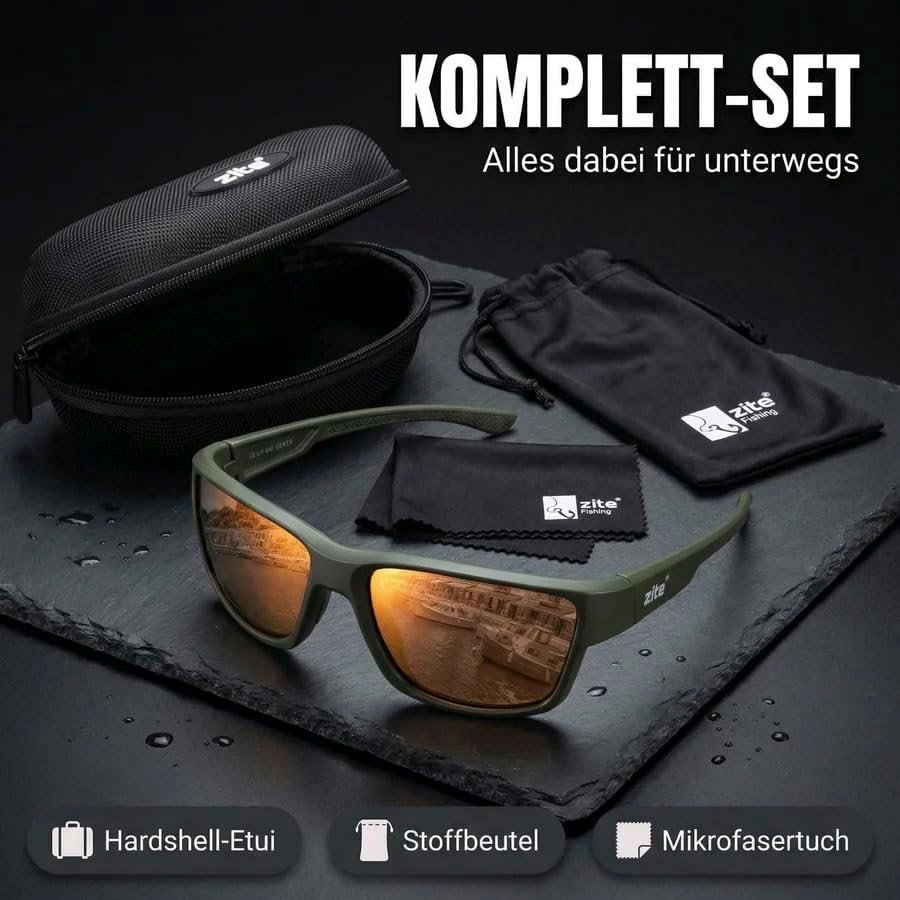 Zite Fishing Polarisationsbrille | Orus | Polbrille Angeln verspiegelt, UV400 & Schwimmfähig | Ultra