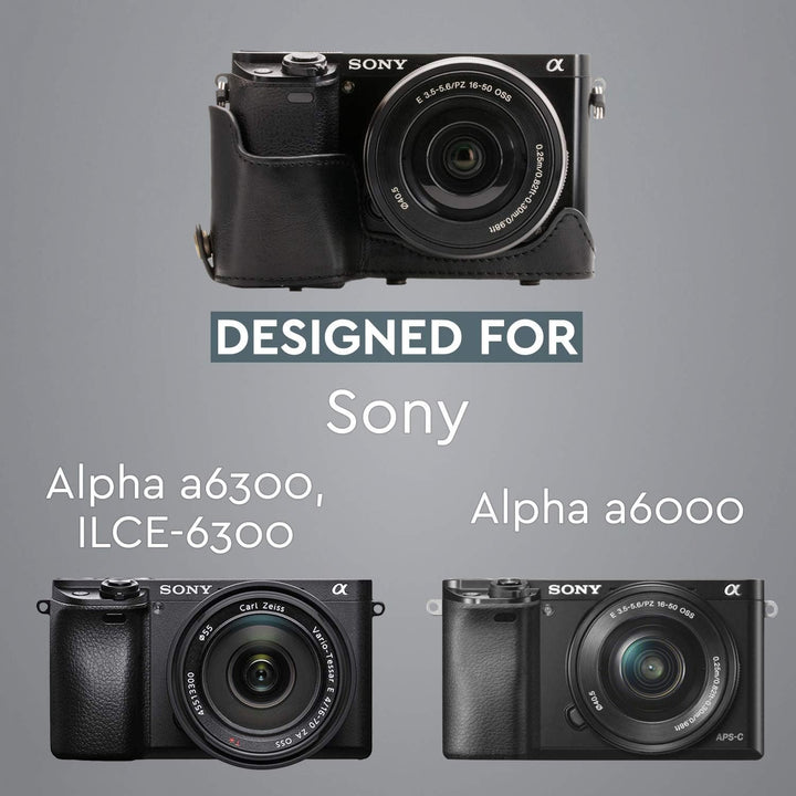 MegaGear "Immer bereit" Sony Leder Kameratasche - Stativ und peripheren Freundlich Zubehör - Kompati