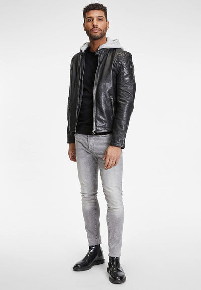 Gipsy Herren Rylo Lakev Lederjacke, Schwarz, M
