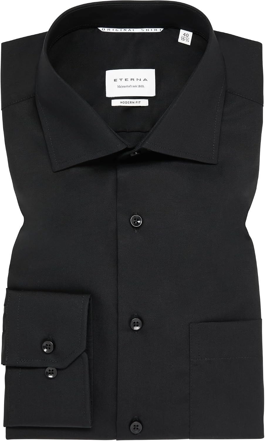 ETERNA Langarm Hemd COMFORT FIT Pinpoint unifarben mit Classic Kent Kragen 49 Schwarz (39), 49 Schwa