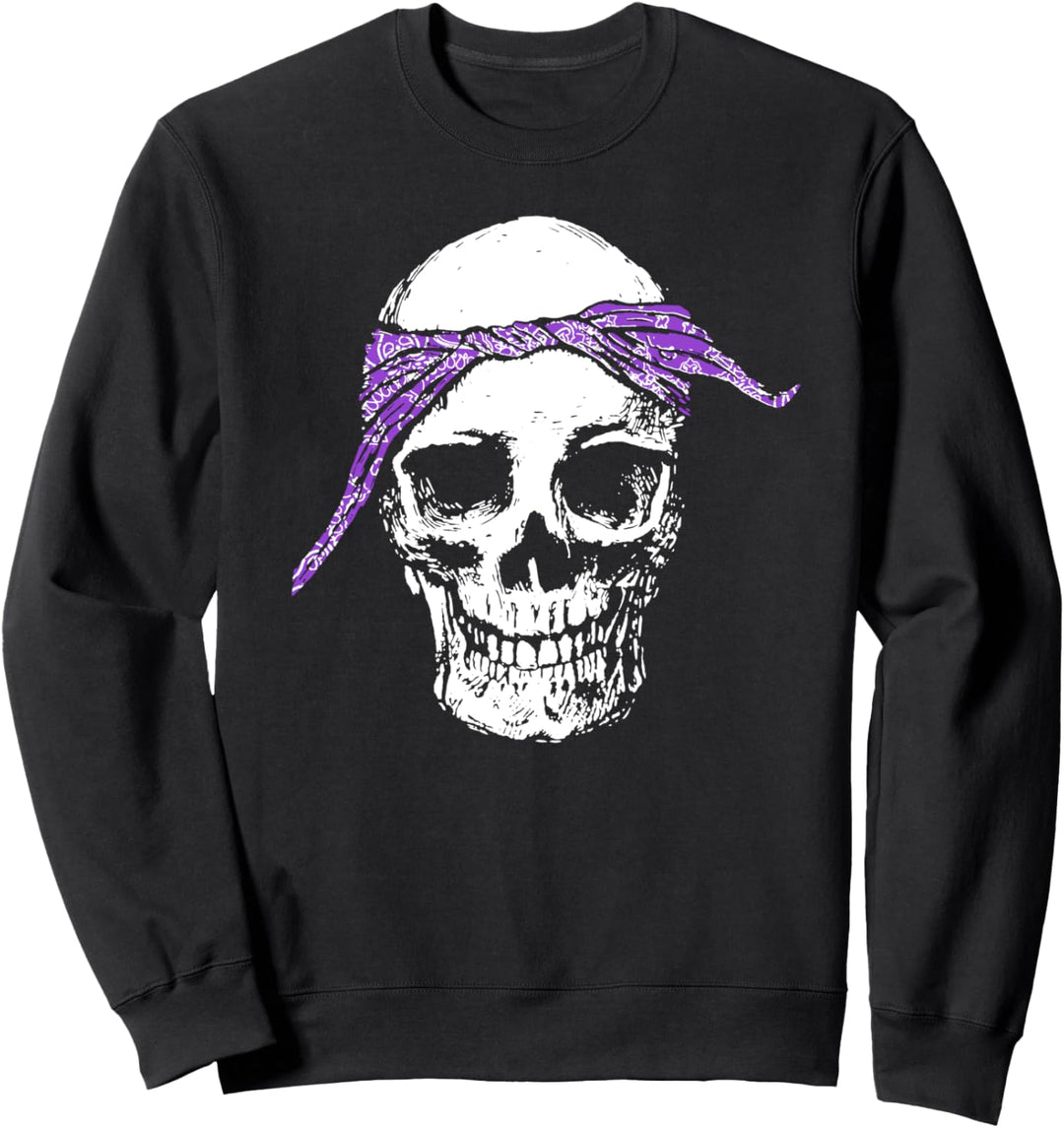 HipHop Skull & Purple Do Rag Bandana Old School Rap Retro Sweatshirt