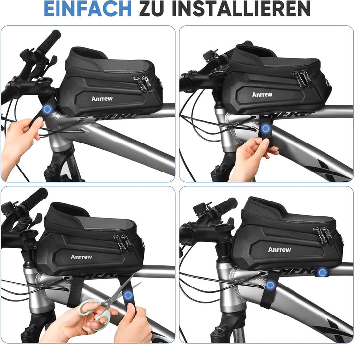 Fahrradtasche Rahmen,Eva Handy Halter mit Regenschutz,Top Rohr Frontrahmen Tasche,7,5 Zoll Handy Fah