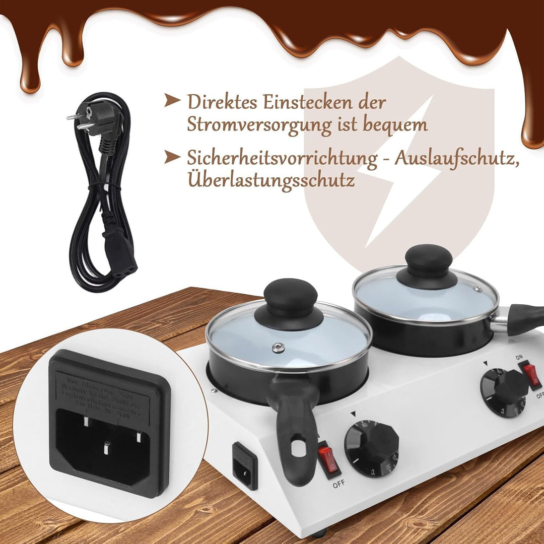 Elektrische Schokoladenschmelzer effiziente 2 Tanks Schokolade Schmelzen Maschine 80W - Temperierung