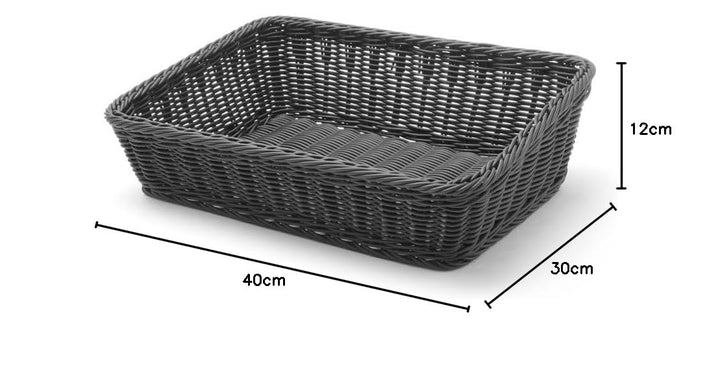 HENDI Brotkörb, Brötchenkorb, Körbe, abgeschrägt, 400x300x(H)120mm, Polypropylen, Schwarz Schwarz 40