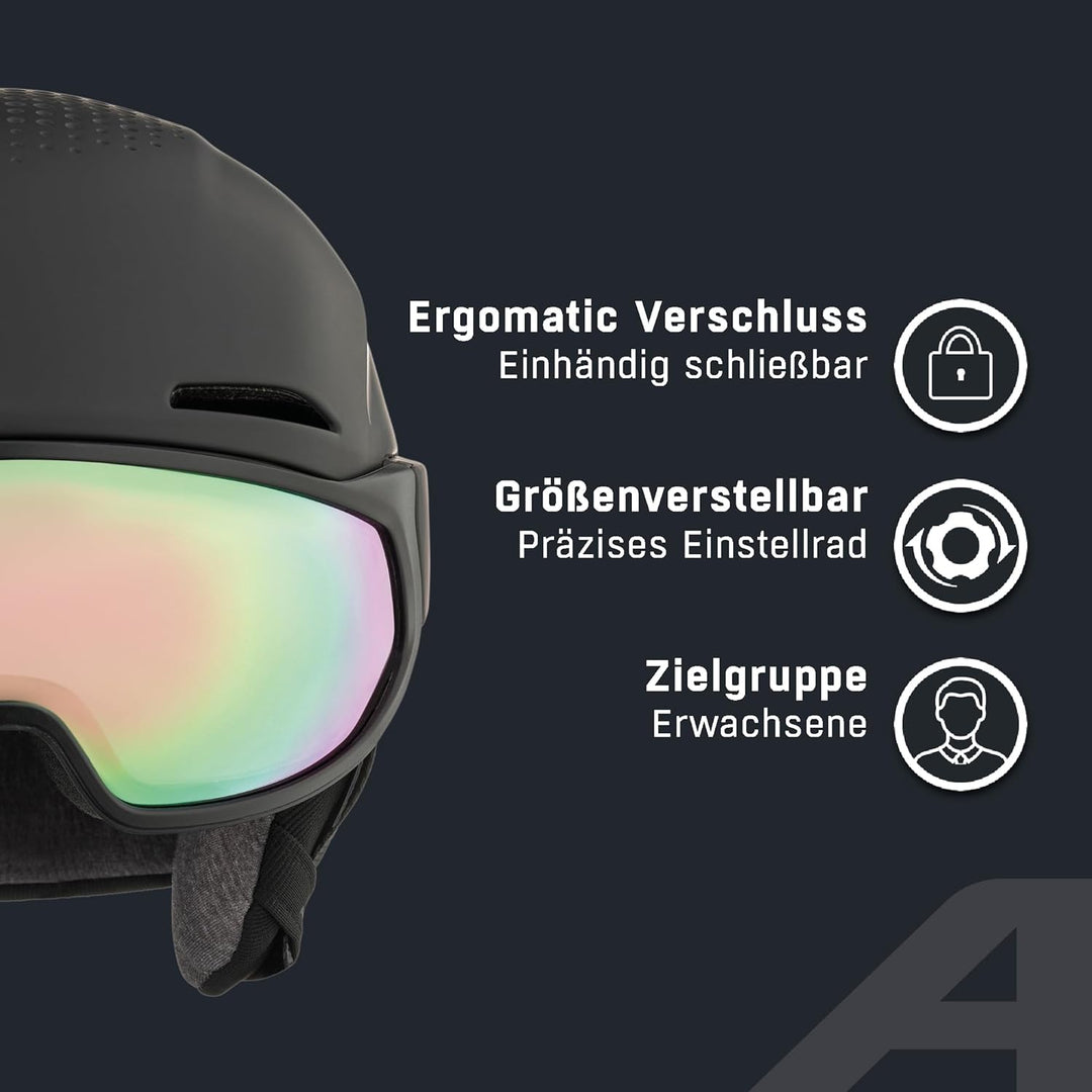 ALPINA Unisex - Erwachsene, ALTO QV Skihelm black matt 51-55 cm, black matt 51-55 cm