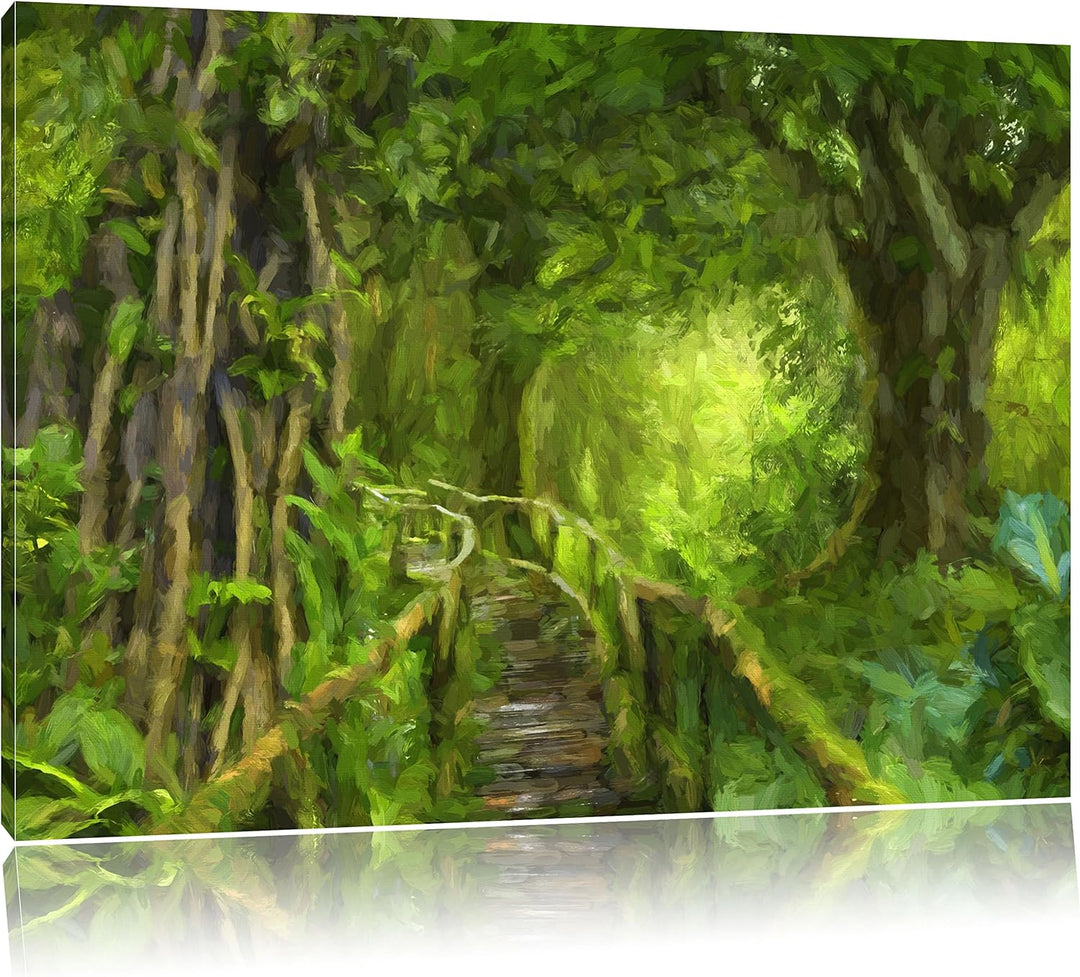 Pixxprint Tropenwald als Leinwandbild/Grösse: 100x70 / Wandbild/Kunstdruck/fertig bespannt, 100x70