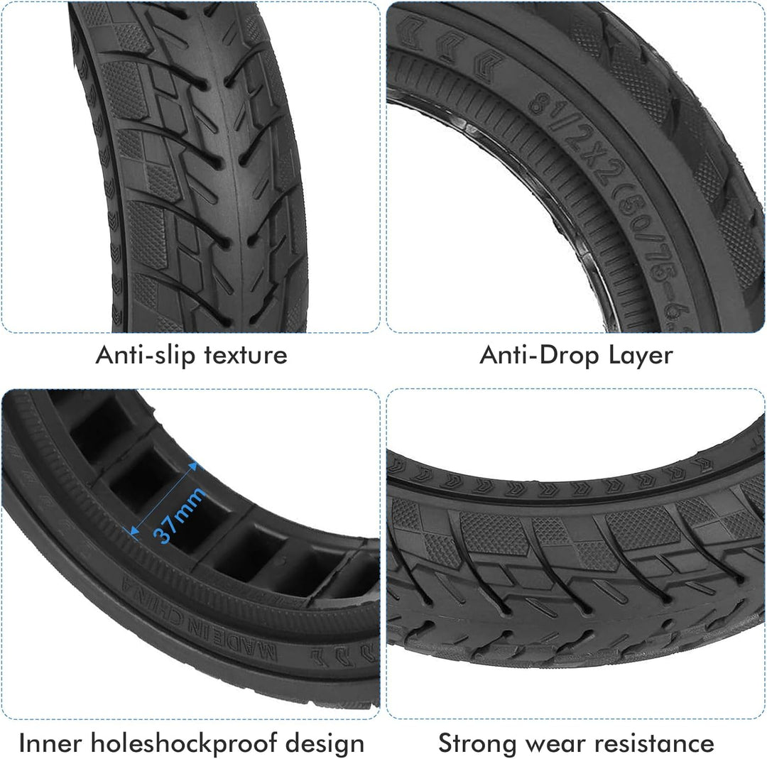 HPGAAVD 8,5 Zoll E Scooter Solid Reifen, 8 1/2 x 2 Vollgummireifen e scooter für Xiaomi M365 Pro2/Pr