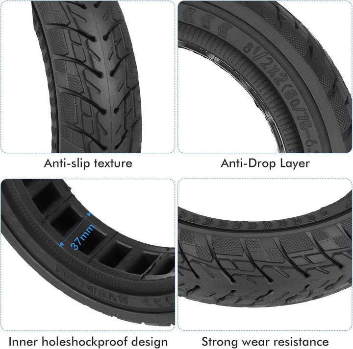 HPGAAVD 8,5 Zoll E Scooter Solid Reifen, 8 1/2 x 2 Vollgummireifen e scooter für Xiaomi M365 Pro2/Pr
