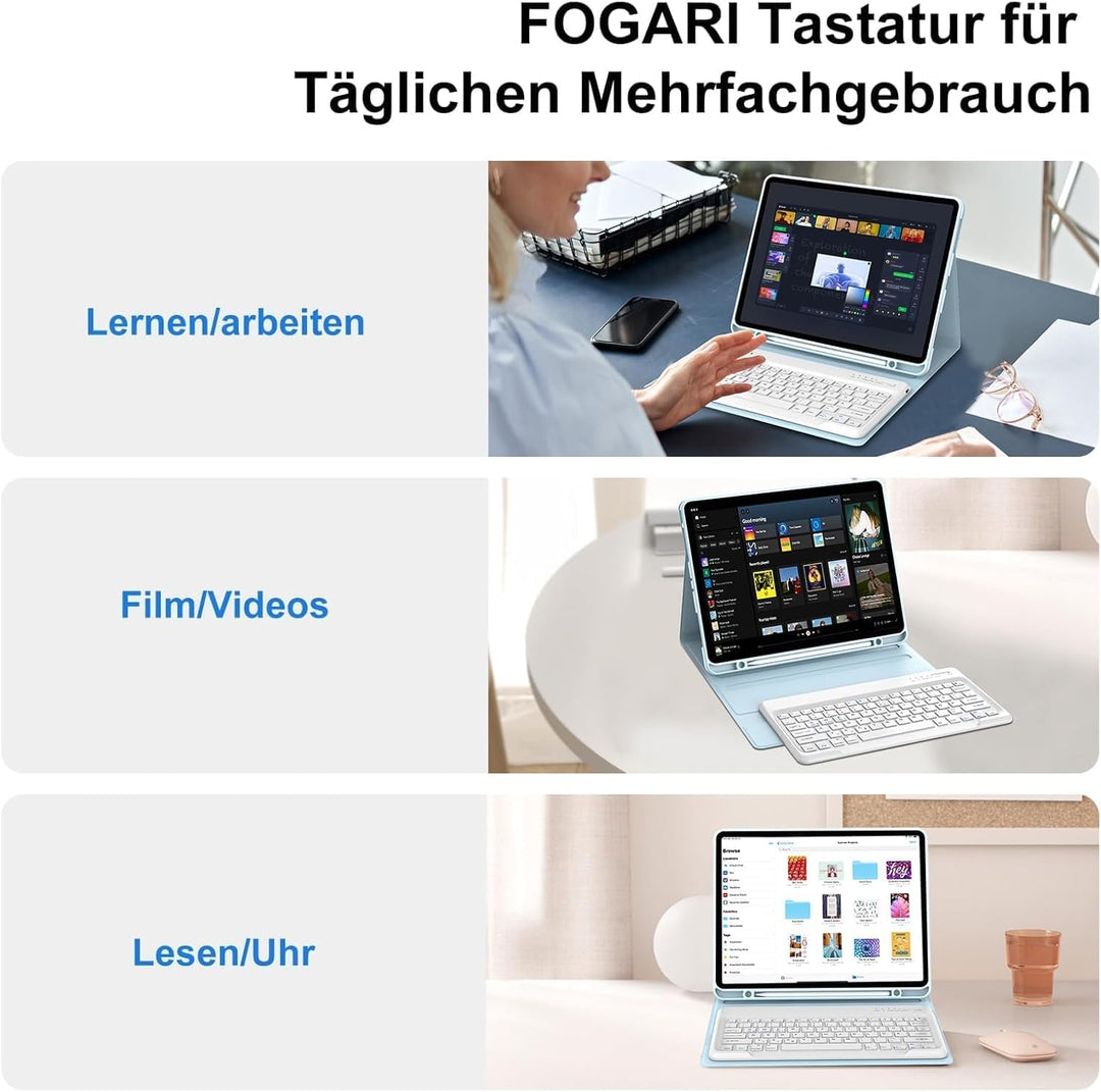 Hülle mit Tastatur für iPad Pro 12.9 6ª 2022 /5ª 2021/4ª 2020/3ª 2018 Gen Himmelblau Sonderausgabe,