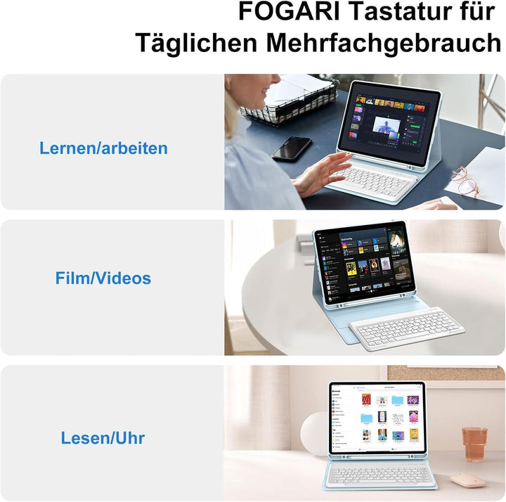 Hülle mit Tastatur für iPad Pro 12.9 6ª 2022 /5ª 2021/4ª 2020/3ª 2018 Gen Himmelblau Sonderausgabe,