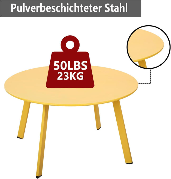 Beistelltisch Metall, Garten Beistelltisch Rund, Sofatisch Kaffeetisch & Couchtish mit Verstellbarer