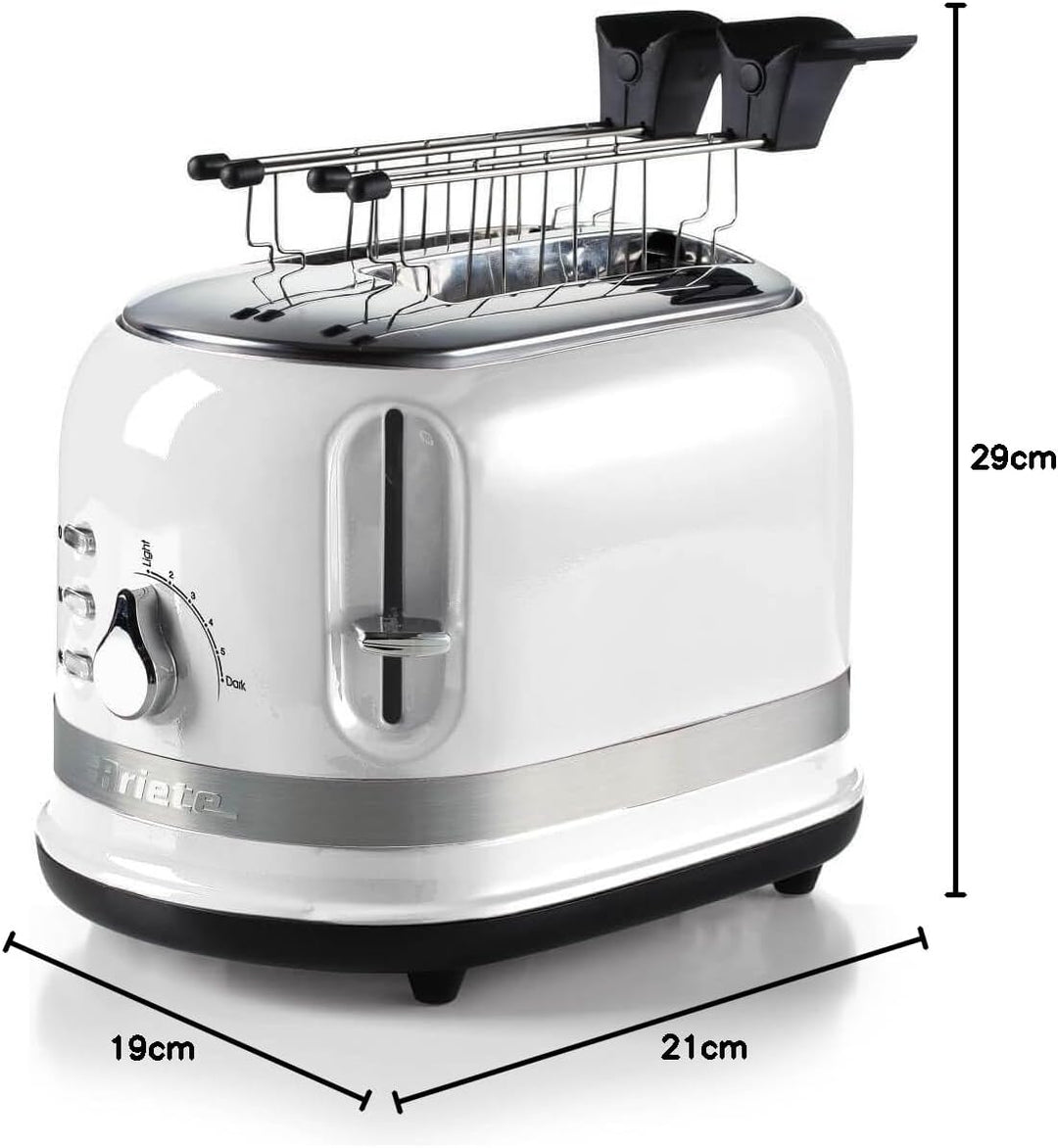 Ariete 149/01 Moderner 2-Scheiben-Toaster mit Zange, automatischer Auswurf, Krümelschublade, Auftau-