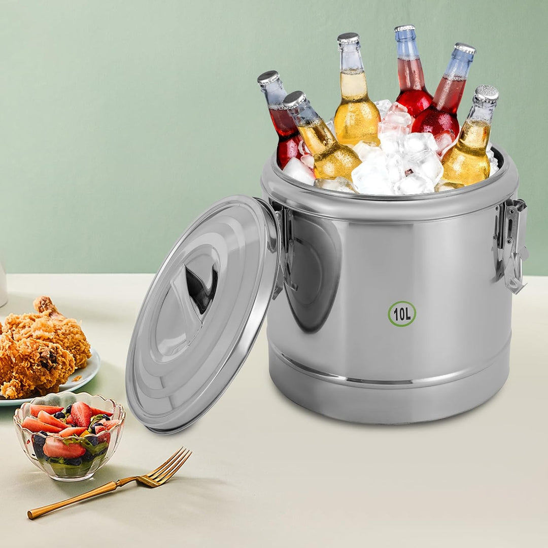 Thermobehälter Edelstahl Thermobox Warmhaltebehälter Speisen Thermoport 10 L, für Restaurants, Kanti