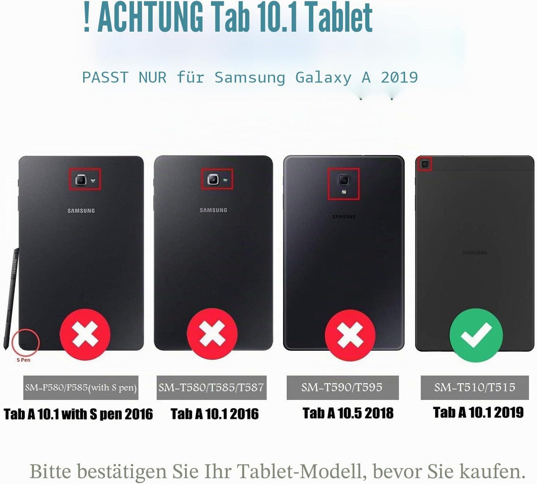 Tastaturhülle für Samsung Galaxy Tab A, 10,1 Zoll (2019), SM-T510/T515, Wineecy PU-Leder mit abnehmb