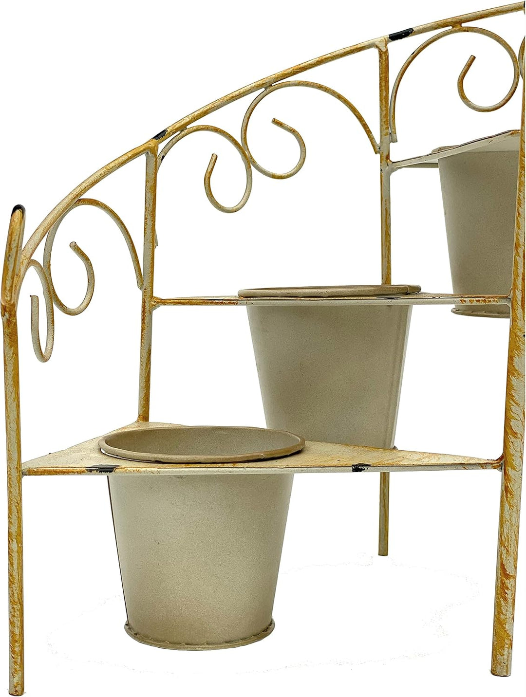 DanDiBo Blumentreppe Metall 38 cm Blumenständer mit 3 Töpfe 96098 Gelb Blumenständer Shabby Chic Blu