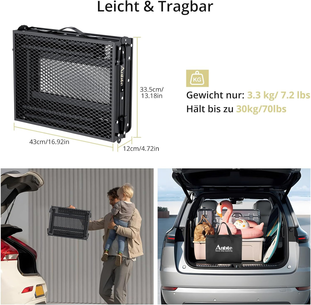 Anbte Campingtisch Klapptisch mit 3 Verstellbare Höhe Falttisch aus Aluminium 88 * 40cm Koffertisch