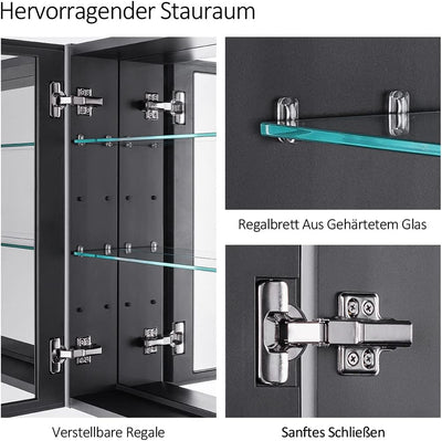 EMKE Spiegelschrank Bad mit Beleuchtung Badezimmer Spiegelschrank Spiegelschrank Bad mit Spiegelleuc