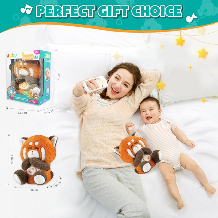 auby Soothe n’ Cuddle Roter Panda Baby Beruhigungsspielzeug – Weisses Rauschen & Schlaflieder, Plüsc