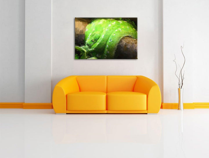 Pixxprint Grüne exotische Schlange als Leinwandbild/Grösse: 100x70 cm/Wandbild/Kunstdruck/fertig bes