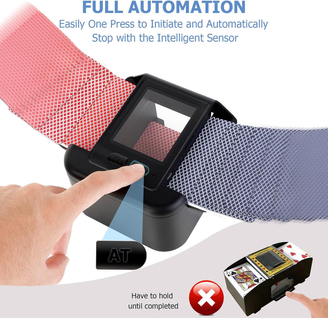 Automatischer Kartenmischer für 1-2 Decks,wiederaufladbarer 2000-mAh-Akku,elektrischer Shuffler für