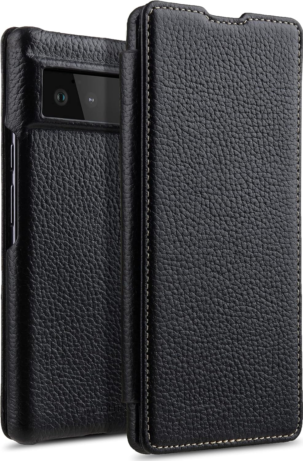 STILGUT Book Case kompatibel mit Google Pixel 6 Hülle aus Leder zum Klappen, Klapphülle, Handyhülle,