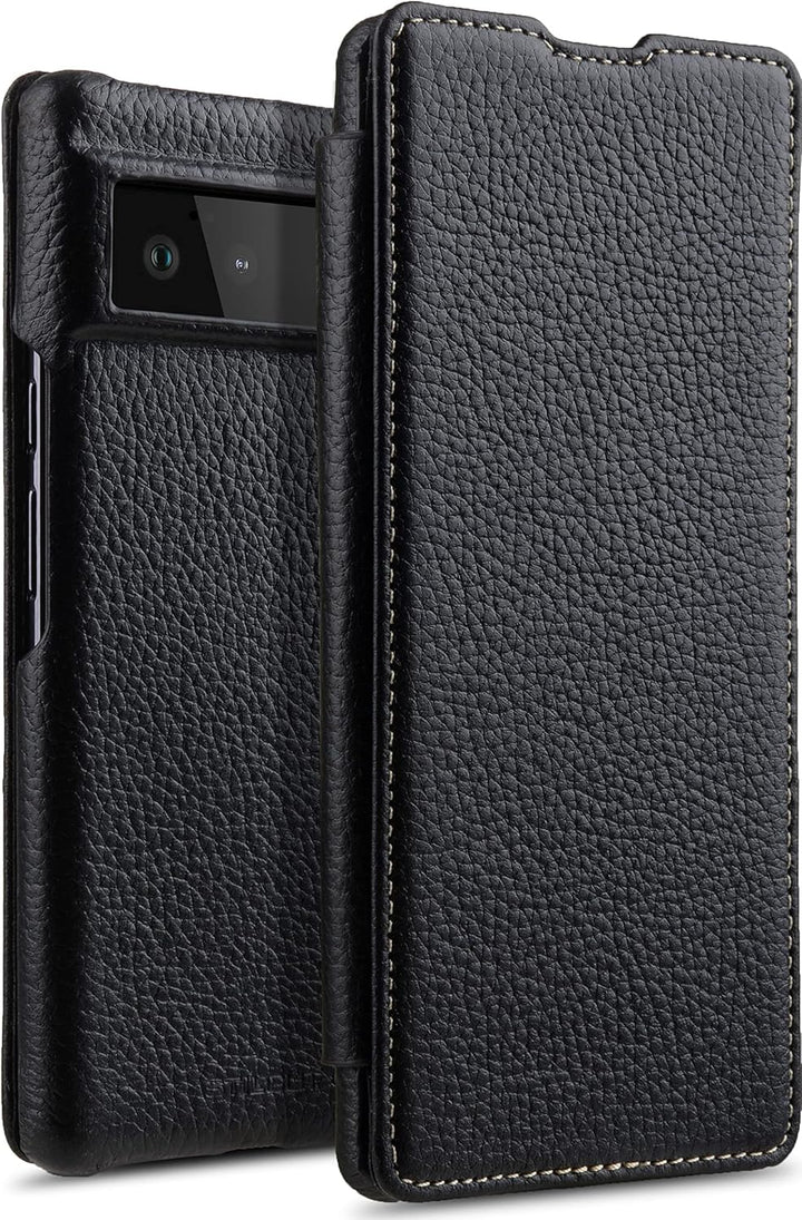 STILGUT Book Case kompatibel mit Google Pixel 6 Hülle aus Leder zum Klappen, Klapphülle, Handyhülle,