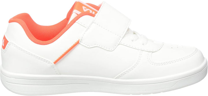 FILA Unisex Kinder C. Court Velcro Kids Sneaker 34 EU White Fiery Coral, 34 EU White Fiery Coral
