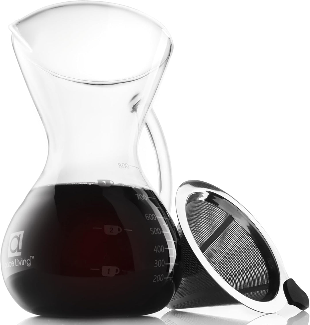 Apace Living SultryBrew Pour Over Kaffeebereiter inkl. Kaffeeschaufel und Korkdeckel Eleganter Handf