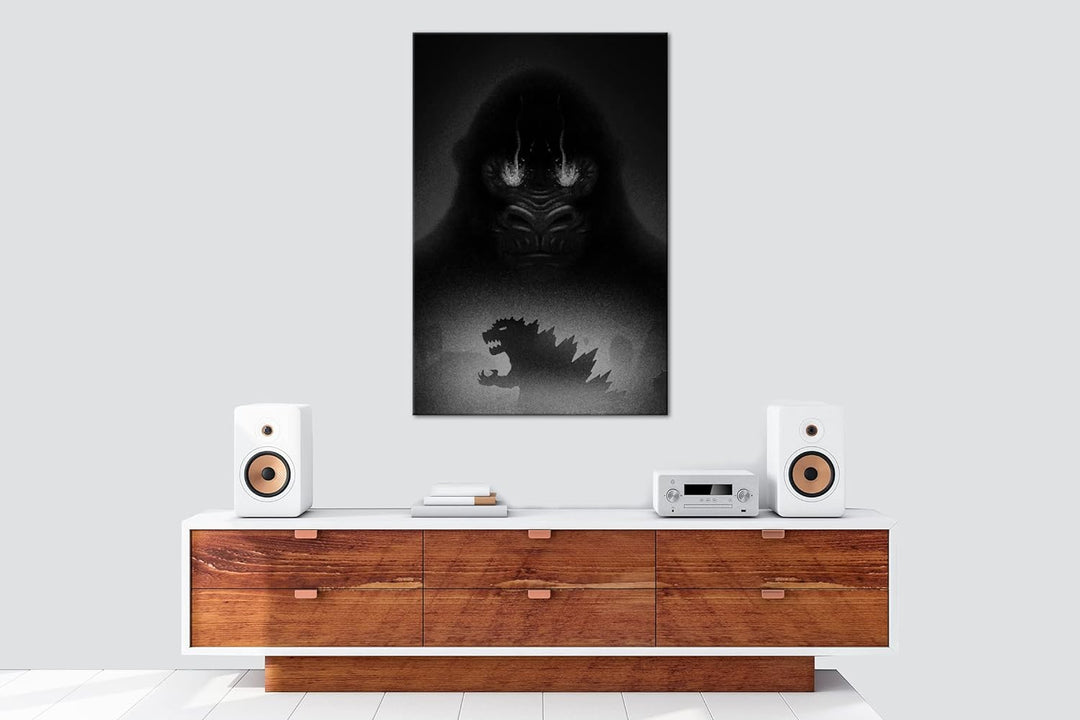 deyoli Gorilla gegen Eidechse Format: 80x60 Effekt: Schwarz&Weiss als Leinwandbild, Motiv fertig ger