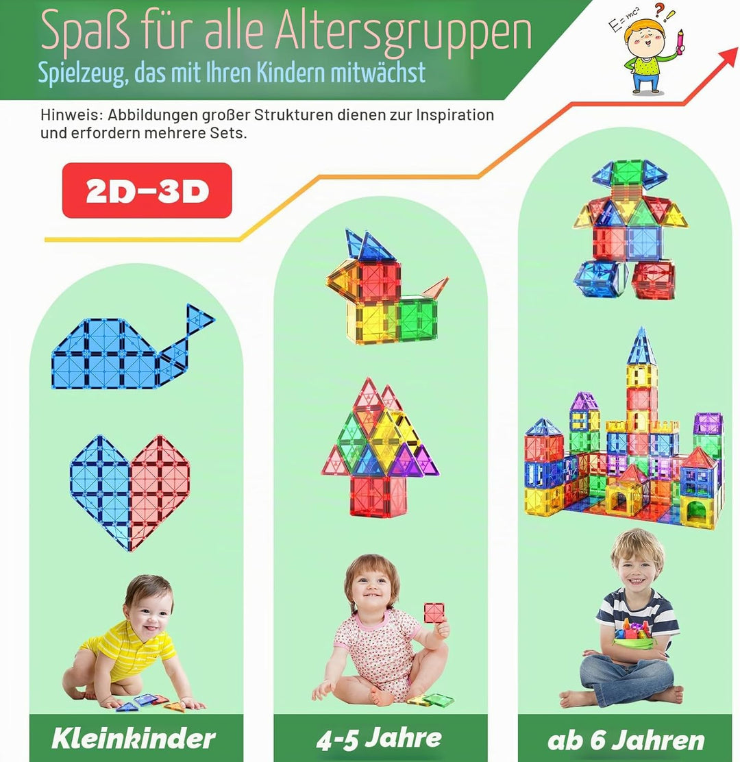 Coodoo Magnetische Fliesen Spielzeug für Kinder, Einsteigerset Magnetblöcke für Kleinkinder Magnetsp