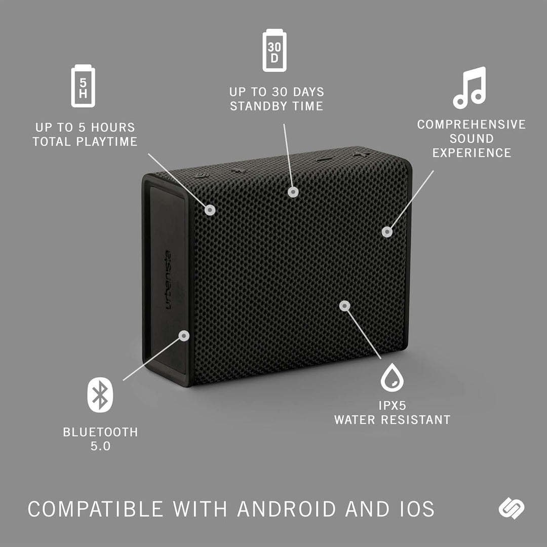 Urbanista Sydney Kabelloser Taschenlautsprecher Bluetooth 5.0, 5 Stunden Spielzeit, spritzwassergesc
