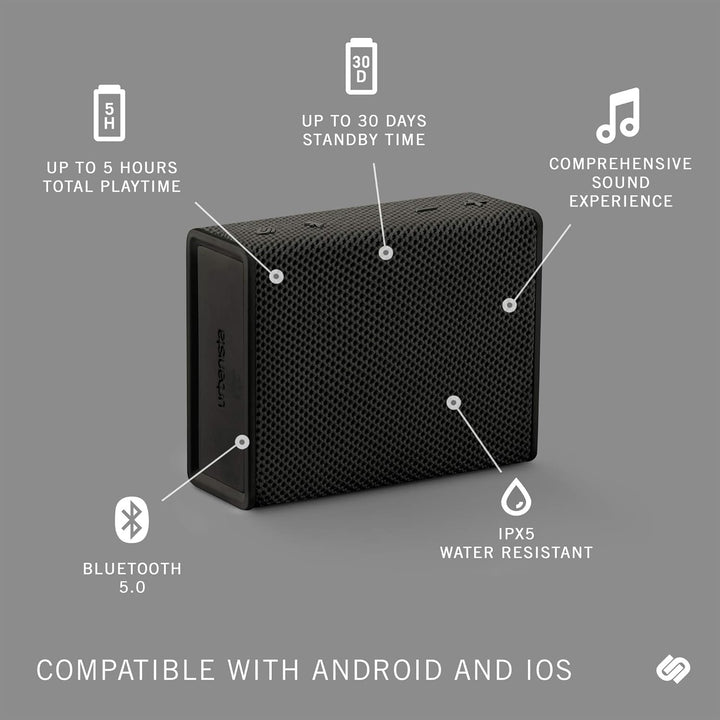 Urbanista Sydney Kabelloser Taschenlautsprecher Bluetooth 5.0, 5 Stunden Spielzeit, spritzwassergesc