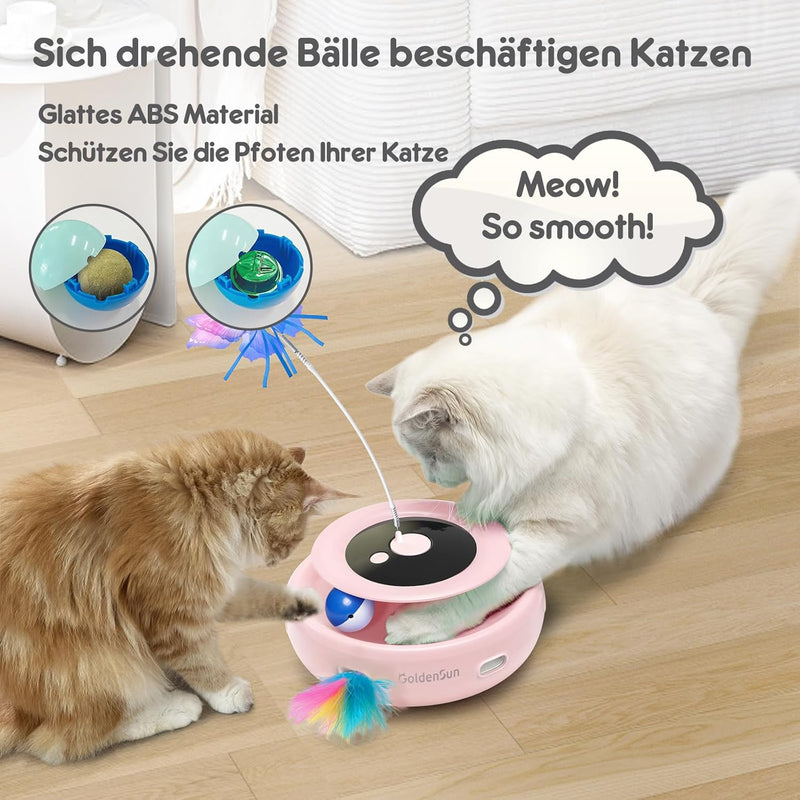 GoldenSun Katzenspielzeug, 3 in 1 Elektrisch Automatischer Spielzeug für Katzen, Interaktives Whack-