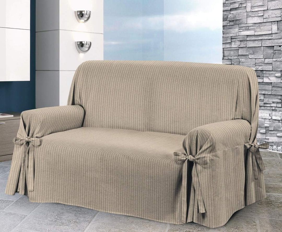 HomeLife - Sofabezug für 2-Sitzer-Sofa, elegant, gestreift, Bezug aus Baumwolle für Sofa, Schutz vor