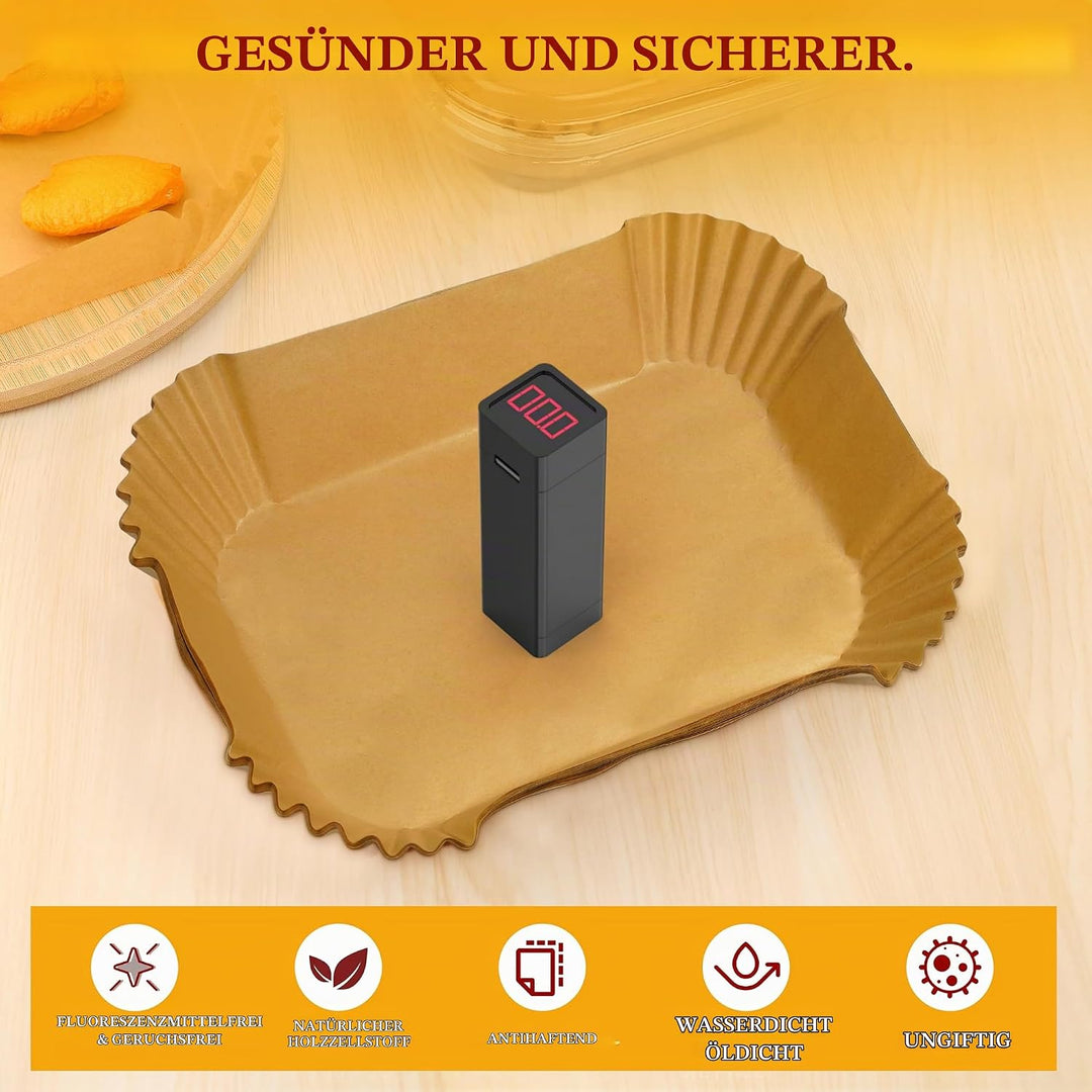 150 Pcs Backpapier Für Heissluftfritteuse, 14×22 Cm Rechteckig Für 4-6.5L Körbe, Bpa-Freie, Ölfest U