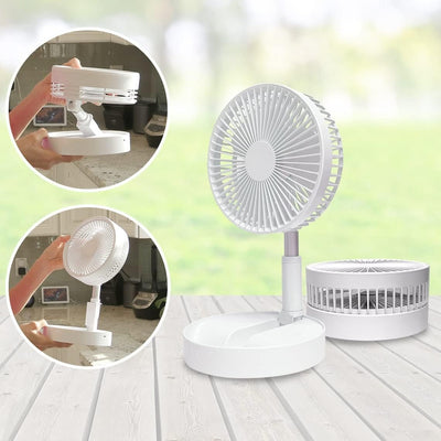 LIVINGTON Fold & Cold – ausziehbarer Mini Ventilator mit Akku – kraftvoller USB Ventilator mit 10h L