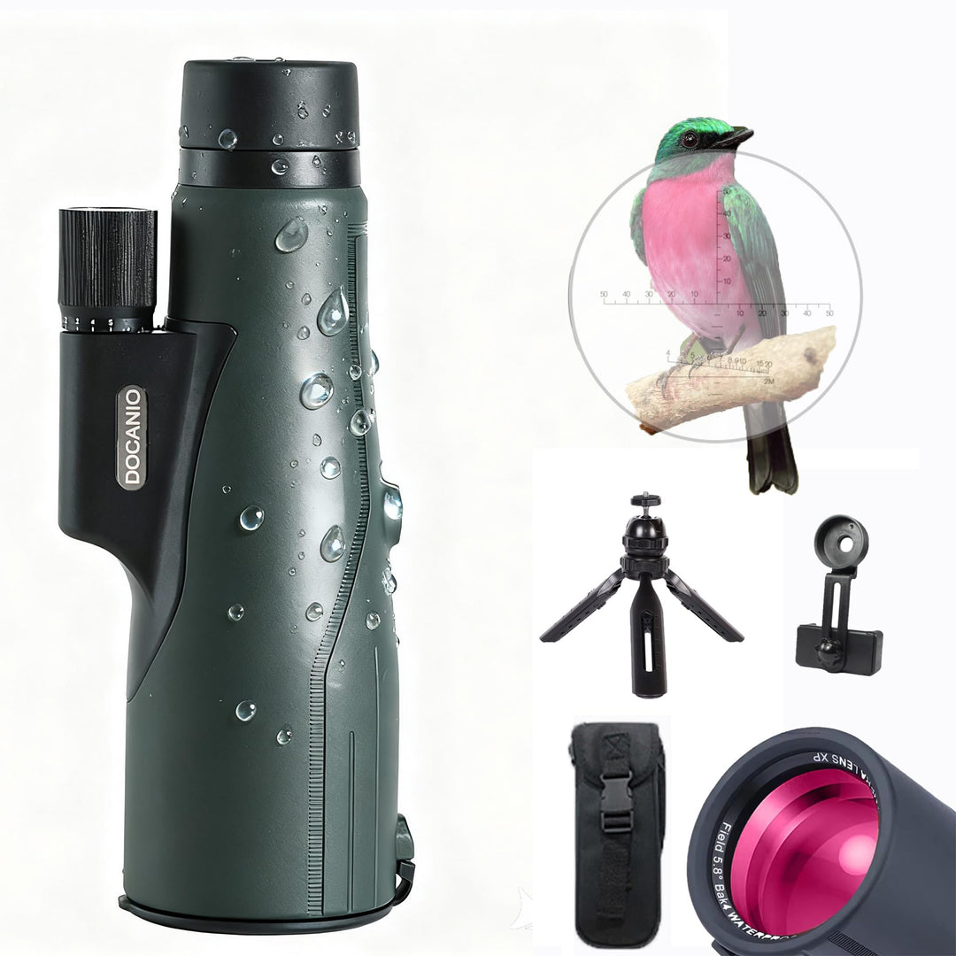 Monokular 12x56ED mit Entfernungsmesser Teleskop IPX7 Stickstoffgefüllt Wasserdicht, 21MM Okular，BAK