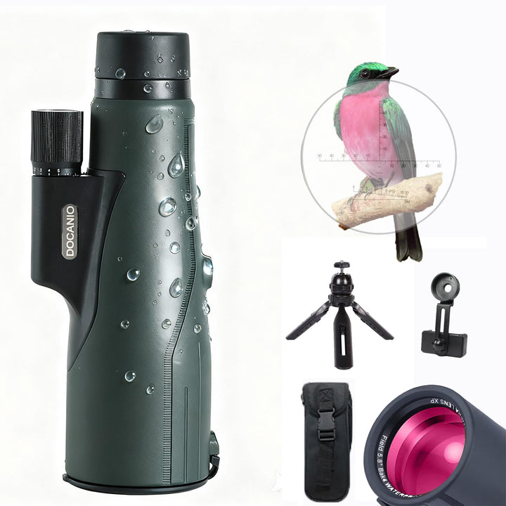 Monokular 12x56ED mit Entfernungsmesser Teleskop IPX7 Stickstoffgefüllt Wasserdicht, 21MM Okular，BAK