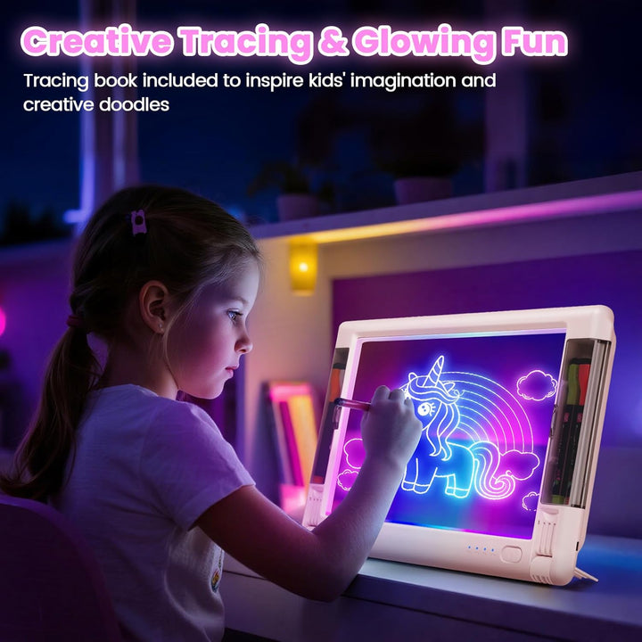 LED-Zeichentafel Wiederaufladbare, 15 Zoll Zeichenbrett & Memoboard 9 Farben Lichteffekte Neon Kunst