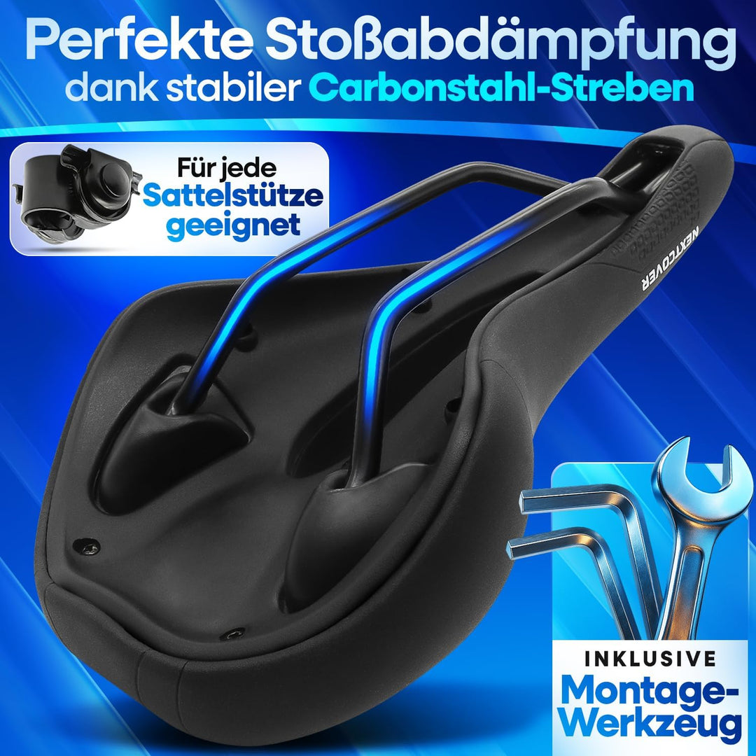 NEXTCOVER® Fahrradsattel mit Memory-Foam 2.0 und [Volume-Air] Federung I maximaler Fahrkomfort I erg