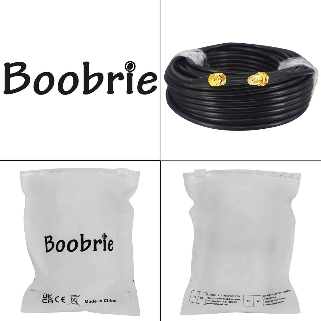 BOOBRIE SMA-Kabel RG58/U SMA-Stecker auf SMA-Femelle, 50 Ohm, Verlängerungskabel für WiFi-Router, 3G