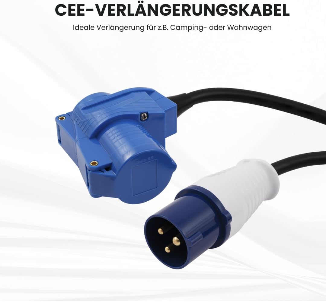 MC POWER - CEE-Verlängerungskabel | 25m H07RNG 3G2,5, 230V, IP44 Starkstrom-Verlängerungskabel für W
