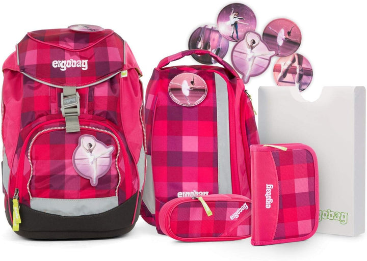 Ergobag pack Schulrucksack-Set RhabarBär (6tlg.), 35 cm, 20 L, Lila Kontrollen