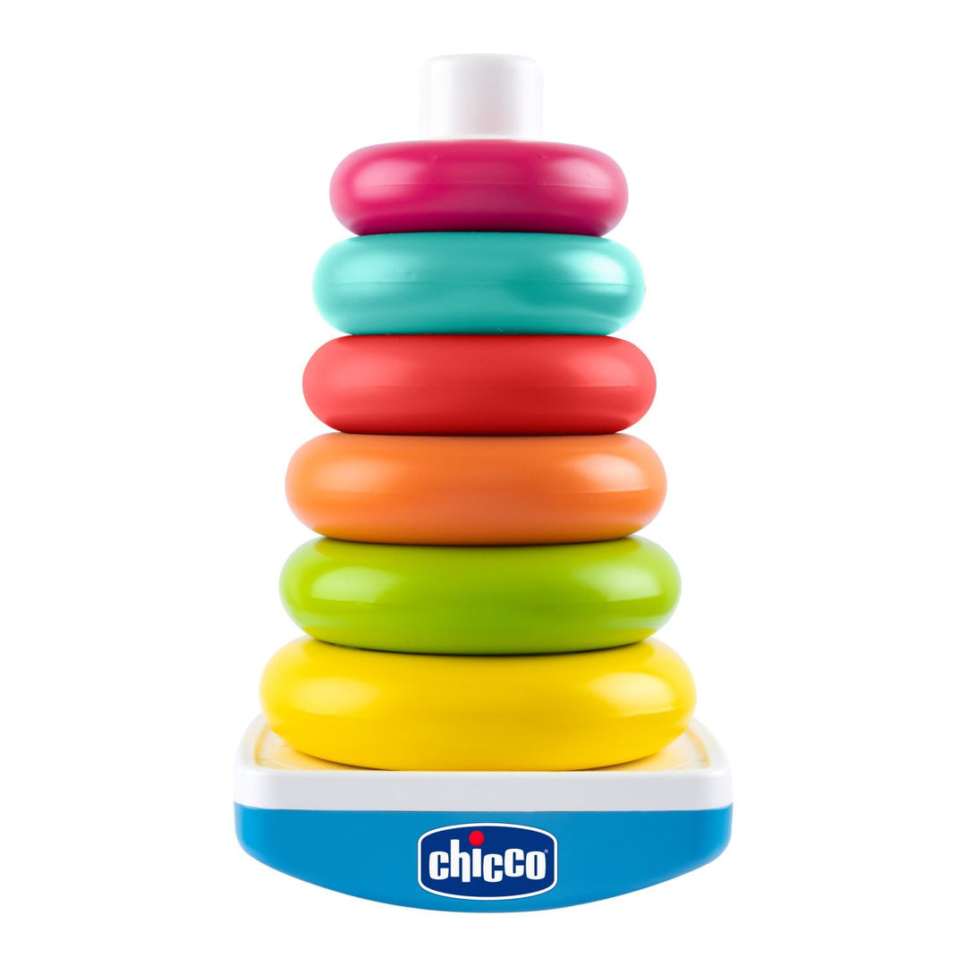 Chicco Baby-Stapelring & Ringpyramide, Steckturm, Spiel mit schwingendem Unterteil und 6 stapelbaren